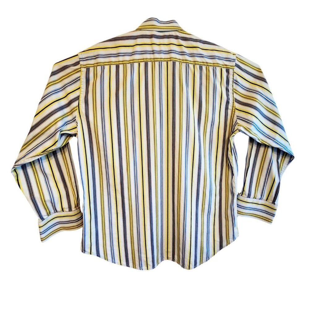 Robert Graham Shirt Mens XL Blue Striped Button Flip Cuff Long Sleeve Flowers - Picture 2 of 13